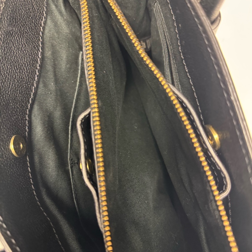 Fossil Black Leather Satchel with Gold Hardware - Picture 12 of 12